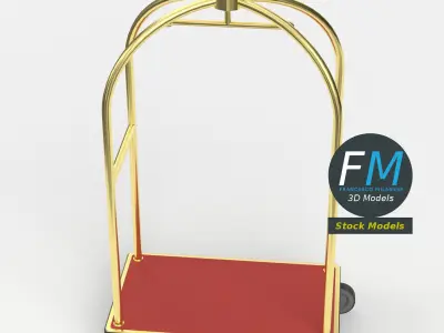 Hotel luggage cart 1 3D model