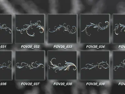 94 Ornamental Elements Brush  Alpha  3D Model Vol 20 Low-poly 3D model