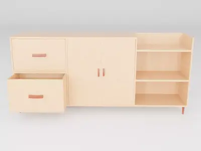 wooden tv stand design modern 3D model