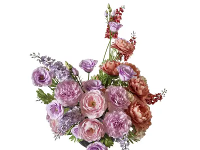 Flower Set 120 Whispering Peach Bloom 3D model