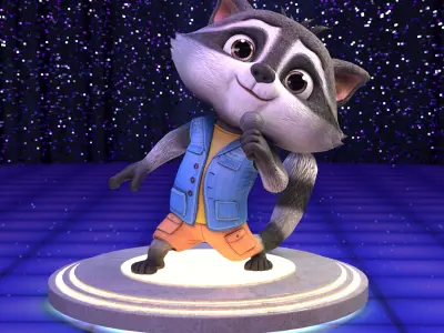 Cute 3d Racoon Model Lowpoly  Low-poly 3D model