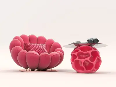 Modern Coffee Table and Armchair Set 62 3D model