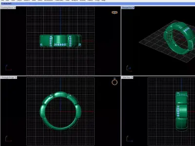 Luxury Segmented Gold Ring with Refined Accent Bands 3D print model