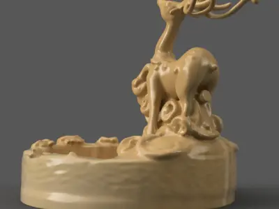 deer planter - vase - garden urn - candy dish - candle holder 3D print model