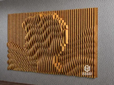 Parametric Wavy Wooden Wall Decor 24 - wood cutting machines  3D model