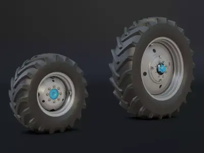 Set of wheels for MTZ tractor Assembly Free low-poly 3D model