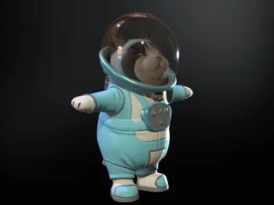 Astro Cat Low-poly 3D model