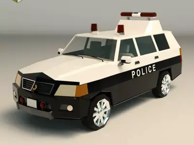 Low Poly Police Van 07 Low-poly 3D model