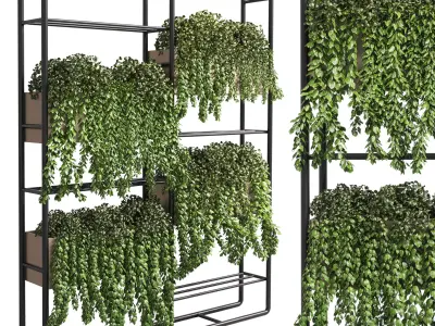 Indoor plant-plant stand metal vase 04 3D model