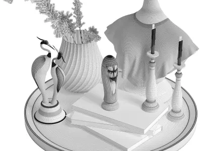 Decorative set bust with gold paint 3D model