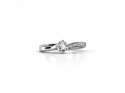 ZDR096 diamond engagement ring gold 3D print model
