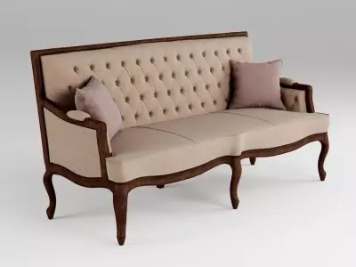 High Quality 3d model of classic sofa 18th Century French desig Low-poly 3D model