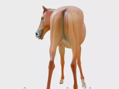 Chestnut Akhal-Teke Horse with Copper Elegance Low-poly 3D model
