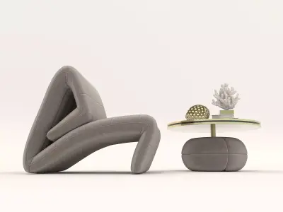 Modern Coffee Table and Armchair Set 60 3D model