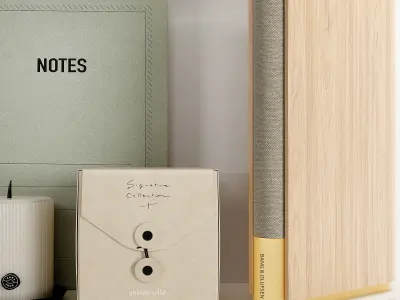 Decorative set of items on shelf 3D model