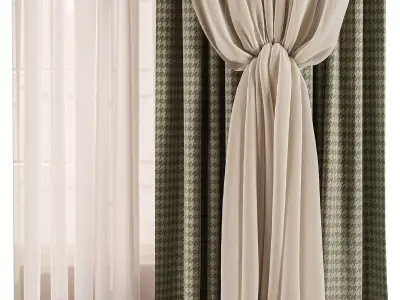 Curtains in Beige and Olive Set91 3D model