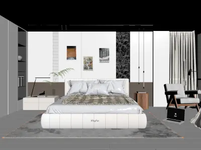 Light luxury bedroom 3D model
