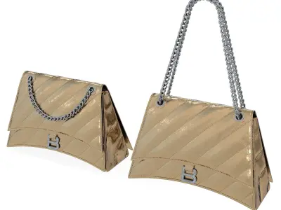 Balenciaga Crush Medium Chain Bag Quilted Gold Low-poly 3D model