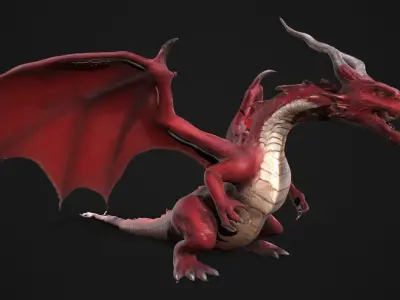 Low Poly Dragon Model - Multiple Texture Variants and Formats Low-poly 3D model