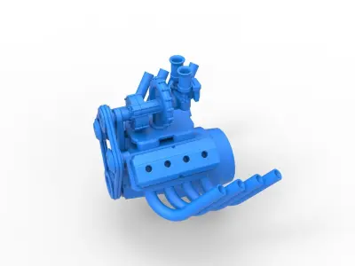 Engine V8 with Centrifugal blower V2 Scale 1 to 25 3D print model