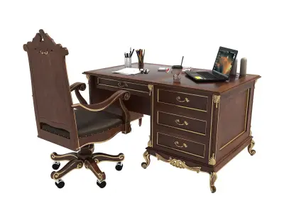 Classic European Style Working Table 3 3D model