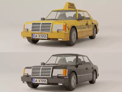 Mercedes Benz W1124 E-class Lowpoly game-ready Low-poly 3D model