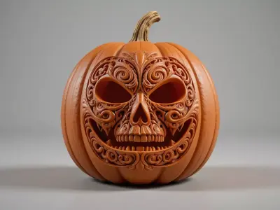 Jack-o -Lantern Stylized Pumpkin Sculpture 3D Model Printable 3D print model