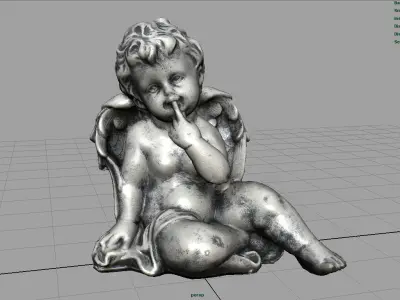 Angel statue of baby Low-poly 3D model