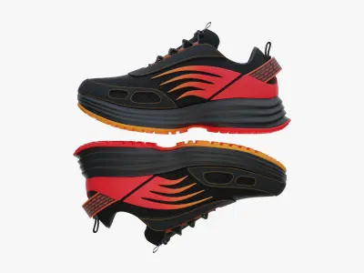 Sneakers with flames Low-poly 3D model