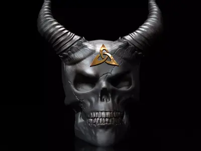 Celtic Skull III with Horns III - STL 3D Print Model 3D print model