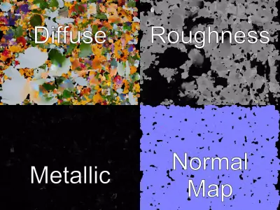 Vibrant Floral Bouquet model pack Low-poly 3D model