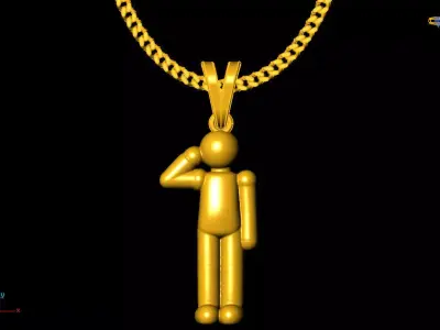 Stick salute Stick pendant charms - one inch pendant 3D print model