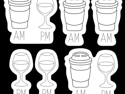 Coffee and Glass Of Wine Neon Signs 3D model