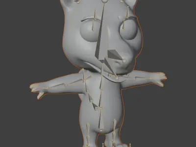 Cartoon Red Wolf Rigged 3D Model Low-poly 3D model