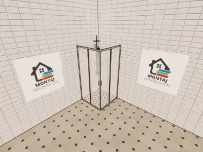 3d cabinet model bathroom with two signs on wall 3D model