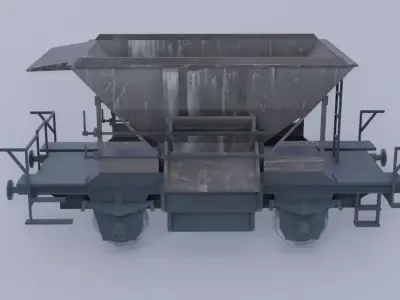 Old industrial gravel railcar 3D model