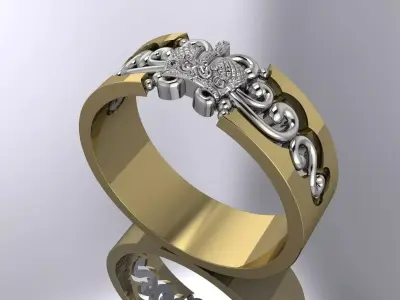 Elegant Crown Ring Jewelry Gold 3D print model