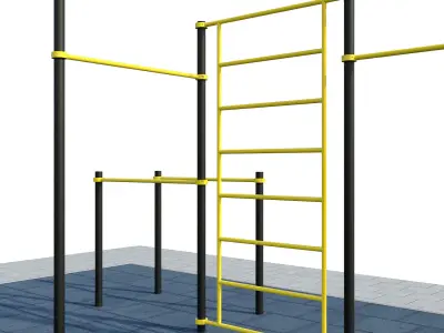 Sports ground with pull up bars 3D model