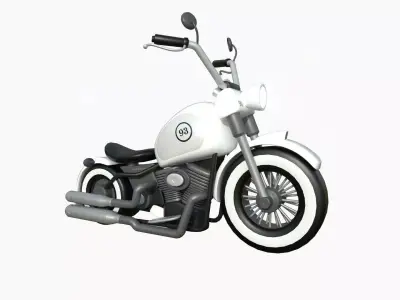 Motorcycle Cartoon A10 White Racing - Custom Vehicle Design Low-poly 3D model