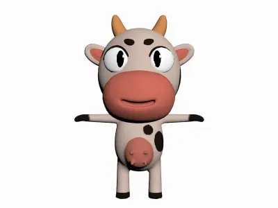 Cartoon Cow Character Low-poly 3D model