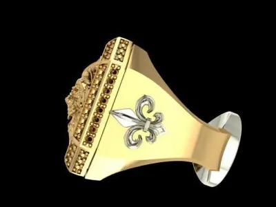 Lion ring badge 3D print model