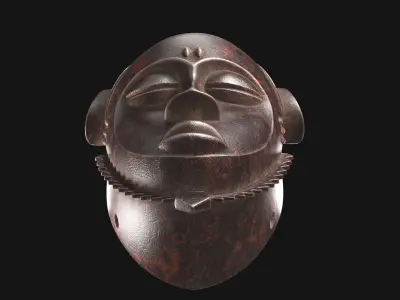 African Baule Wind Mask Low-poly 3D model