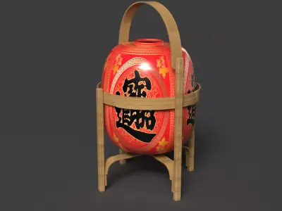 Chinese  red  lantern   Low-poly 3D model