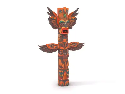 Traditional Totem Pole Model Pack with Detailed Carvings Low-poly 3D model