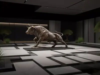 Luxury Bronze Bull Sculpture 3D Model Dynamic Pose Textured Skin Low-poly 3D model