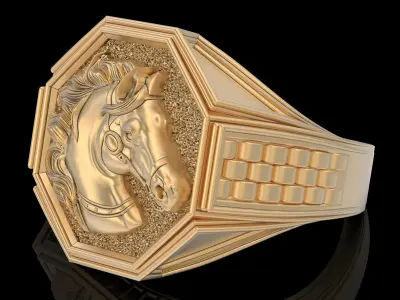 Horse Man Ring silver gold printable jewelry 3D print model