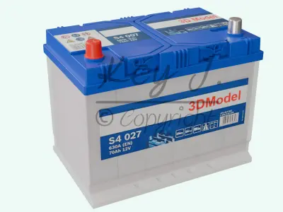 12V car battery like a Bosch 12V 70Ah S4027 S4 3D model