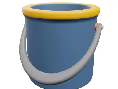 Empty Bucket Low-poly 3D model