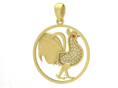 Lucky Feng Shui Rooster Pendant Jewelry 3D Model 3918 3D print model