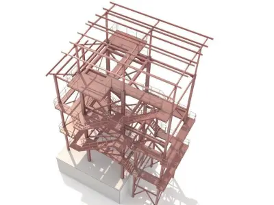 Metal platform with ladders 3D model